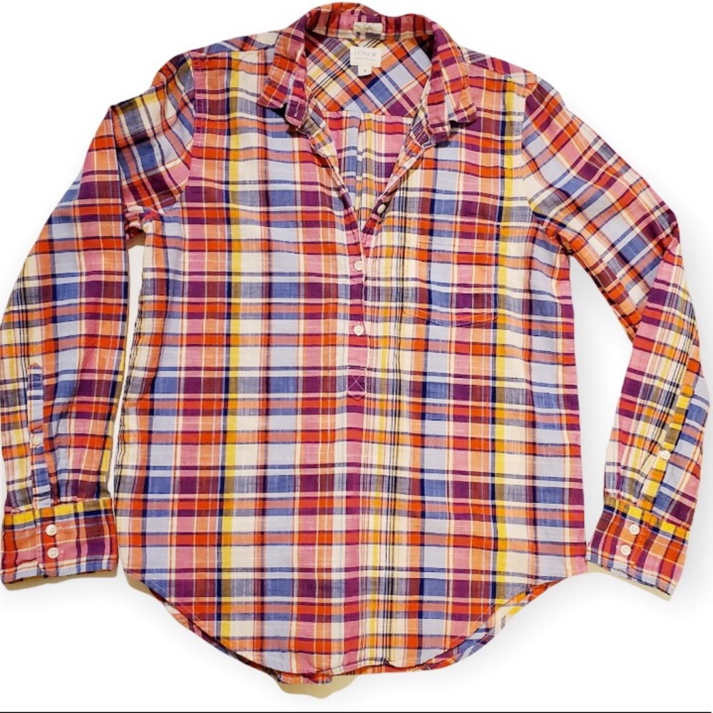 J. Crew  bright rainbow multi color plaid button down size mens S